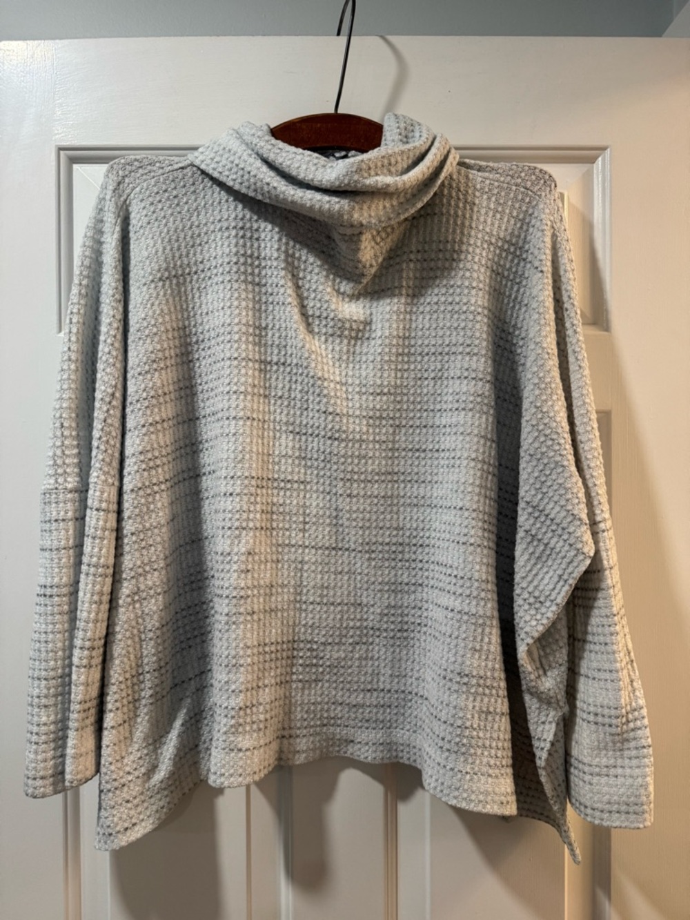 Nally & Millie Light Gray Waffle Cowl Sweater
